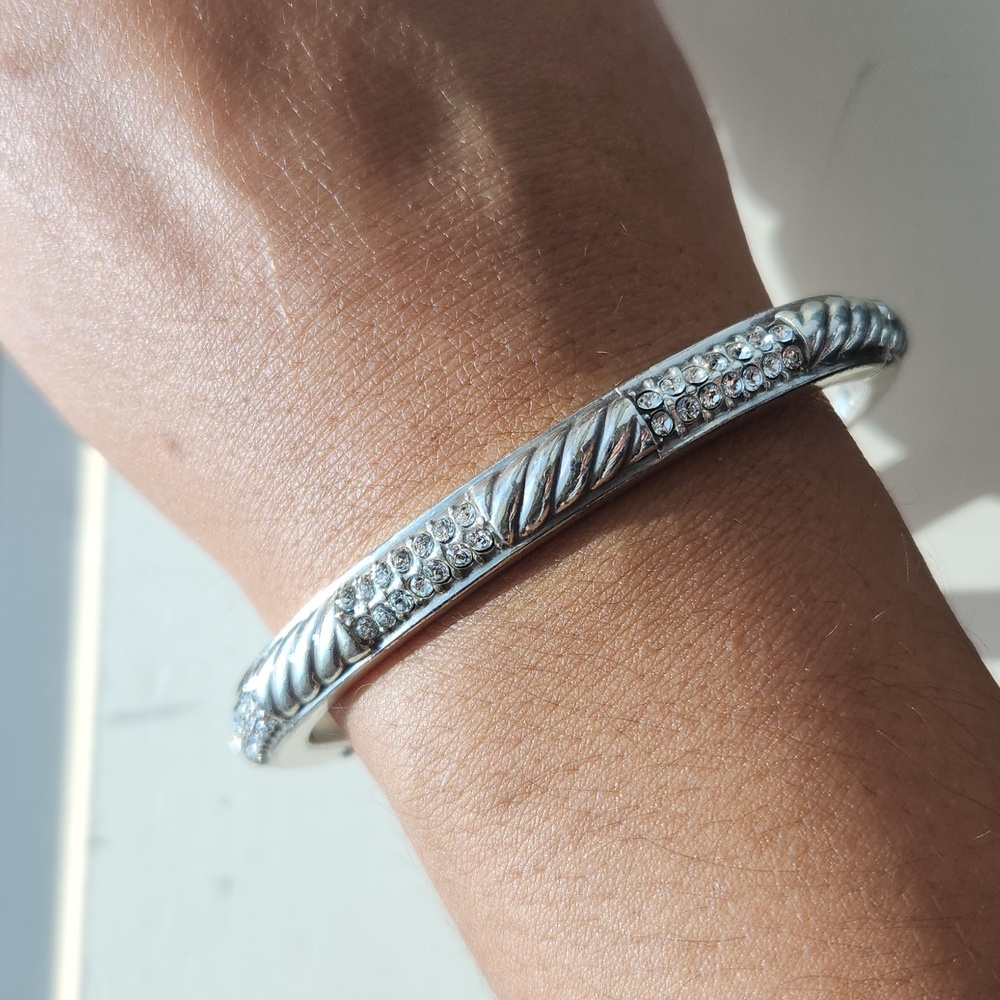 Brighton Sacred Love Silver Crystal Hinged Bracelet